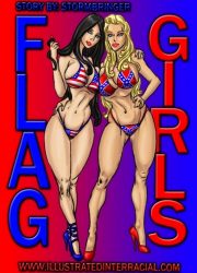 Illustrated interracial- Flag Girls